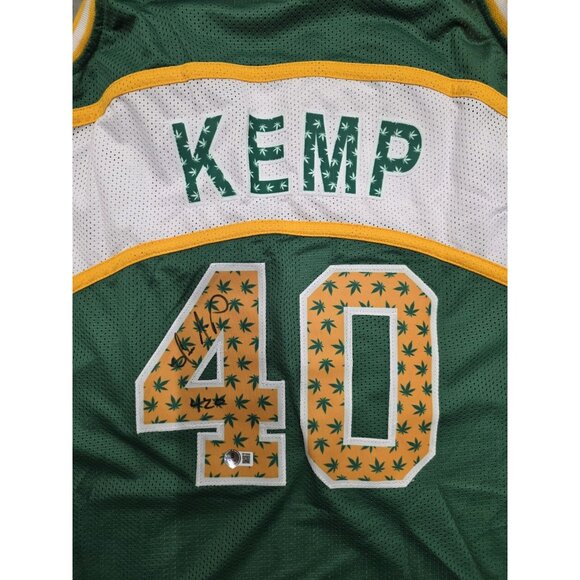 Shawn Kemp Autographed Seattle Supersonics Pot Leaf Jersey XL - Beckett Auth - Picture 1 of 5